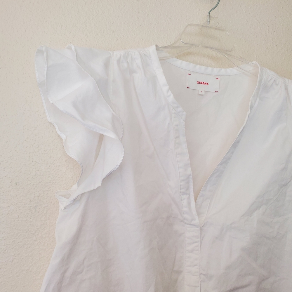 Xirena Ari Top In White Flutter Sleeve Blouse V Neck Sz S - Picture 3 of 10